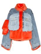 Natasha Zinko Faux Fur Denim Jacket - Blue