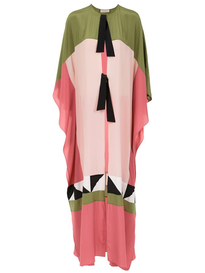 Adriana Degreas Long Silk Kaftan - Pink & Purple