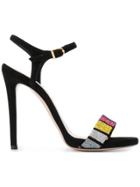 Marc Ellis Glitter Strap Sandals - Black