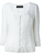 Jean Louis Scherrer Vintage Frayed Hem Jacket, Women's, Size: 46, White