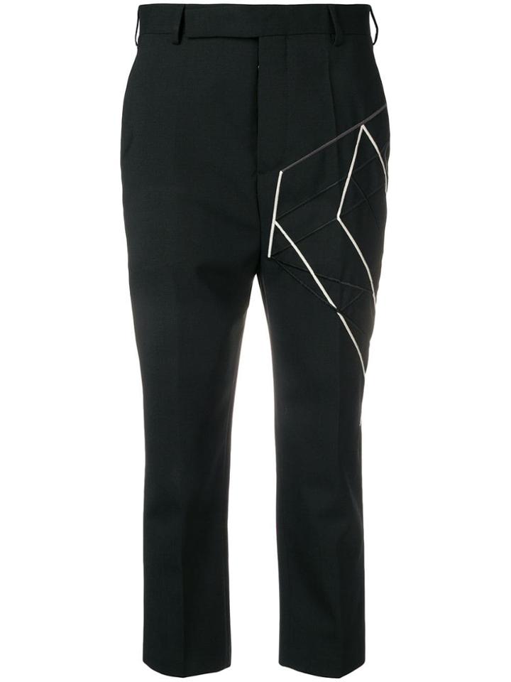 Rick Owens Embroidered Cropped Trousers - Black