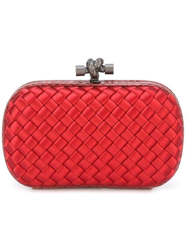 Bottega Veneta 'knot' Intrecciato Clutch, Women's, Red, Viscose