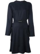 Maison Kitsuné Belted Flared Dress, Women's, Size: 36, Blue, Polyester