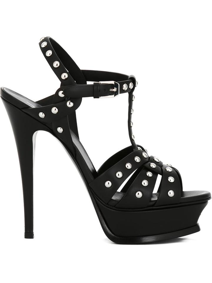 Saint Laurent Tribute Sandals, Women's, Size: 35, Black, Calf Leather