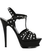 Saint Laurent Tribute Sandals, Women's, Size: 35, Black, Calf Leather