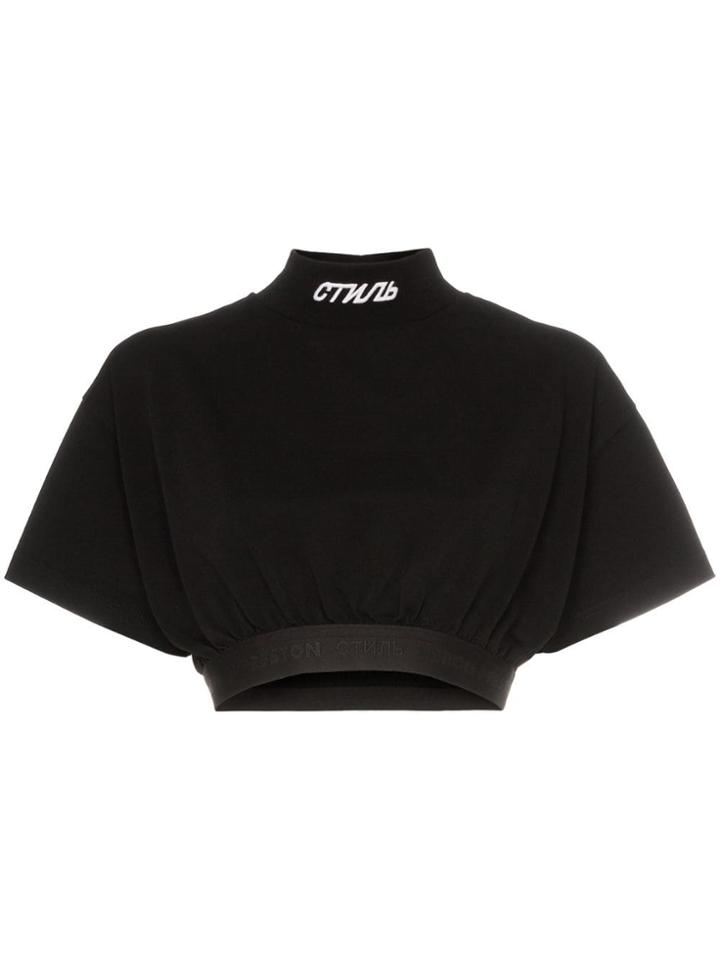 Heron Preston High Neck Elasticated Hem Cropped T-shirt - Black