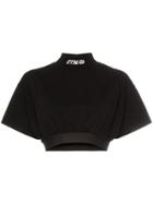 Heron Preston High Neck Elasticated Hem Cropped T-shirt - Black