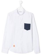 Paolo Pecora Kids Teen Contrasting Pocket Shirt - White