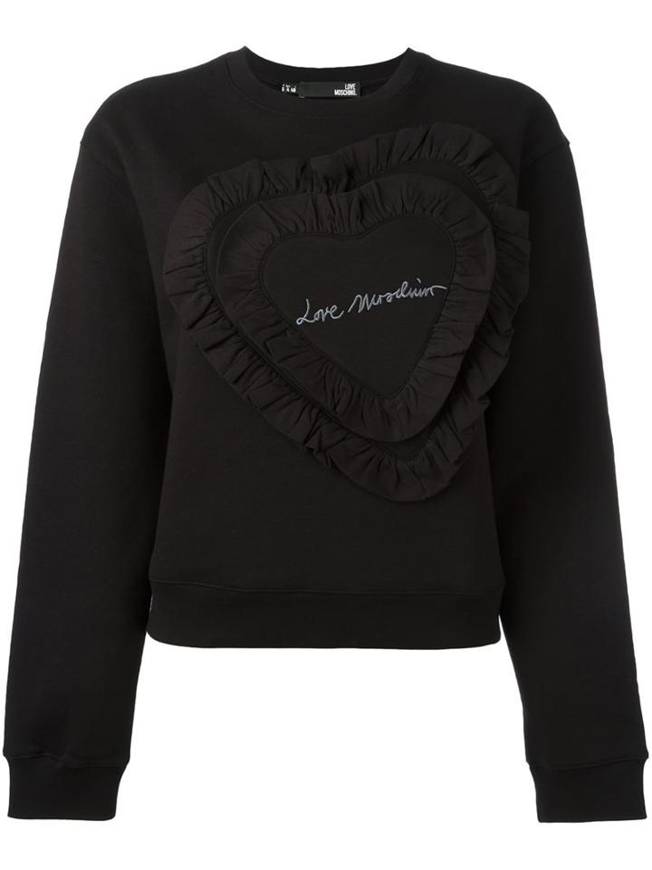 Love Moschino Heart Patch Sweatshirt, Women's, Size: 40, Black, Cotton/polyester