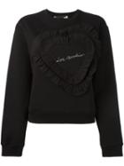 Love Moschino Heart Patch Sweatshirt, Women's, Size: 40, Black, Cotton/polyester
