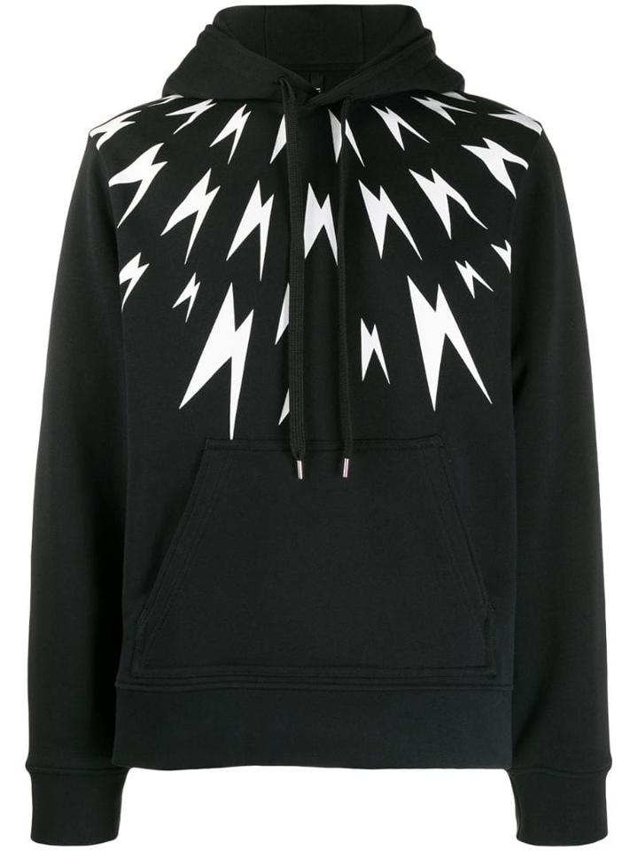 Neil Barrett Thunder Bolt Print Hoodie - Black