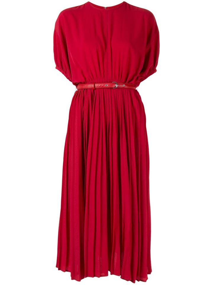 Le Ciel Bleu Georgette Pleated Dress - Red