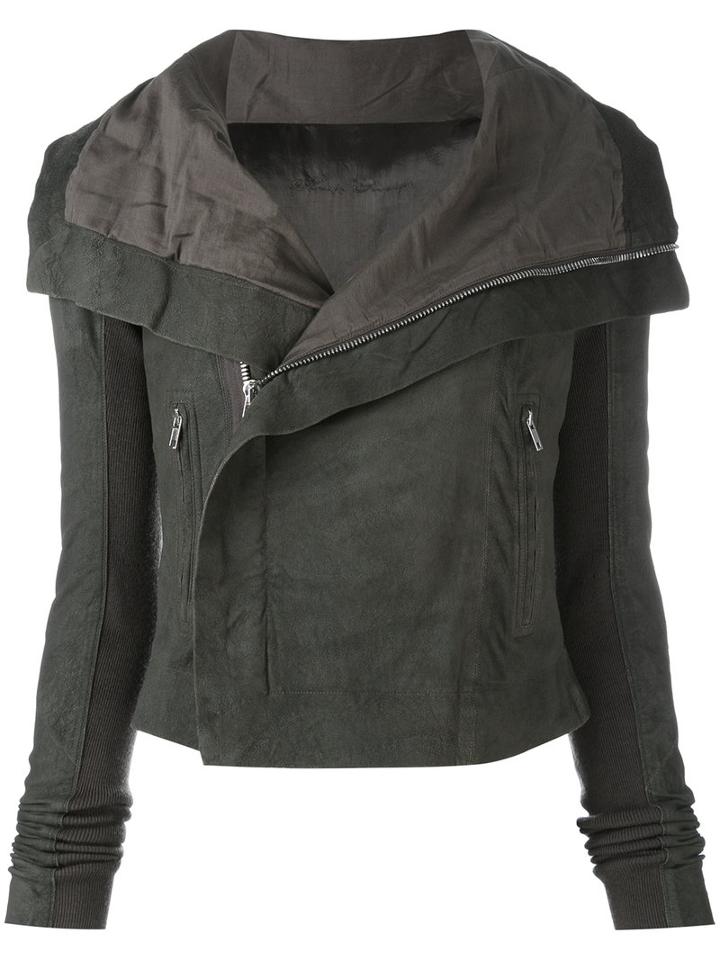 Rick Owens - Classic Biker Jacket - Women - Lamb Skin - 40, Grey, Lamb Skin