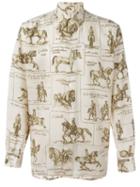 Hermès Vintage Horse Print Shirt, Men's, Size: 39, Nude/neutrals