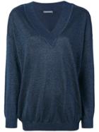 Alberta Ferretti V Neck Knitted Top - Blue