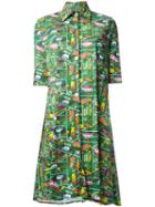 Ultràchic Transport Print Shirt Dress, Women's, Size: 42, Green, Cotton/spandex/elastane