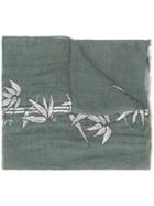 Etro Embroidered Leaves Scarf - Grey