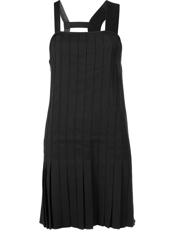 Vera Wang Pleated Asymmetric Dress, Women's, Size: 8, Black, Elastodiene/polyester/virgin Wool