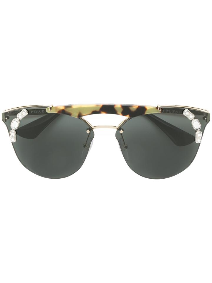 Prada Eyewear Crystal-embellished Sunglasses - Metallic