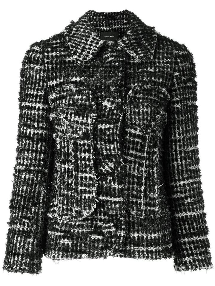 Simone Rocha Buttoned Tweed Jacket, Women's, Size: 10, Black, Cotton/nylon/acetate/wool