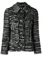Simone Rocha Buttoned Tweed Jacket, Women's, Size: 10, Black, Cotton/nylon/acetate/wool