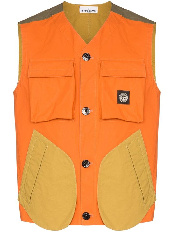 Stone Island Panelled Gilet - Orange