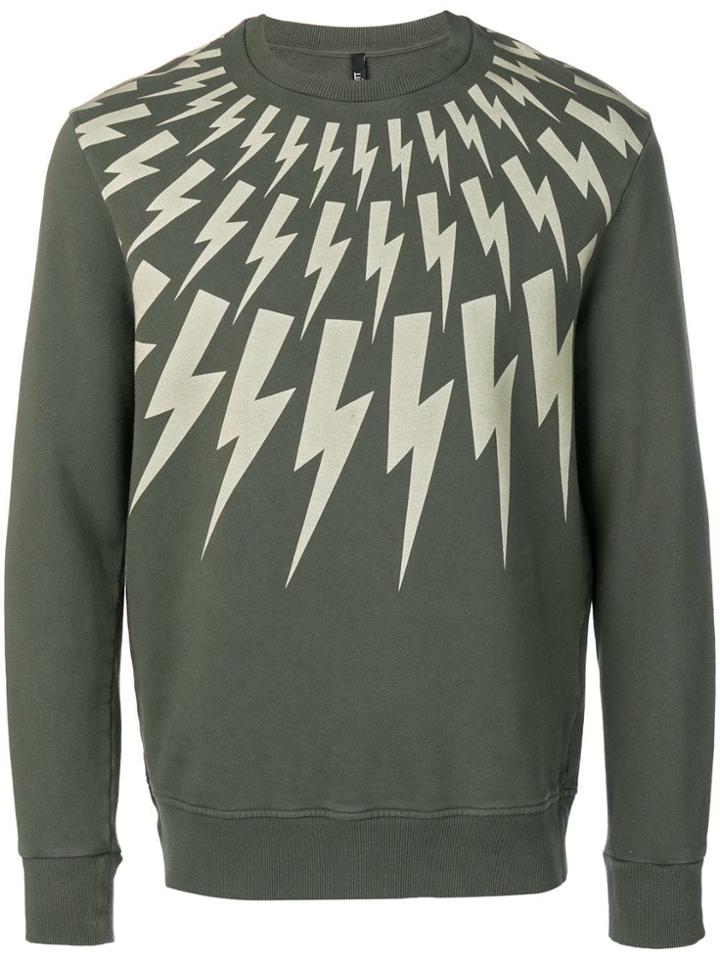 Neil Barrett Lightning Bolt Print Sweatshirt - Green