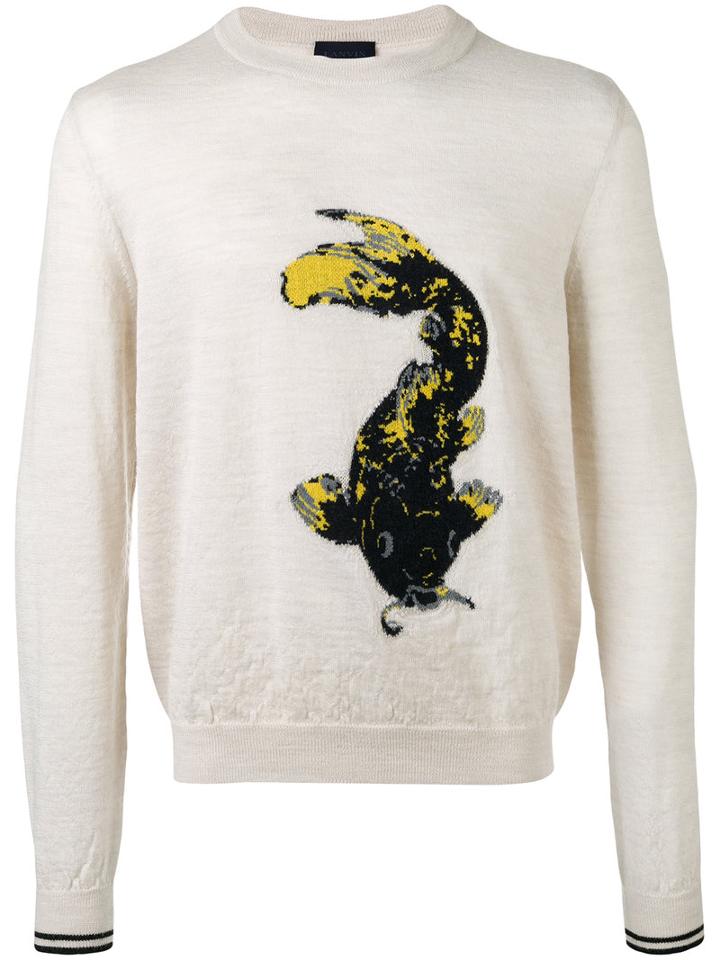 Lanvin Intarsia Koi Fish Jumper, Men's, Size: Small, Nude/neutrals, Wool
