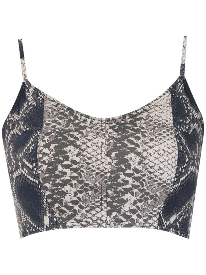 Amir Slama Printed Cropped Top - Brown