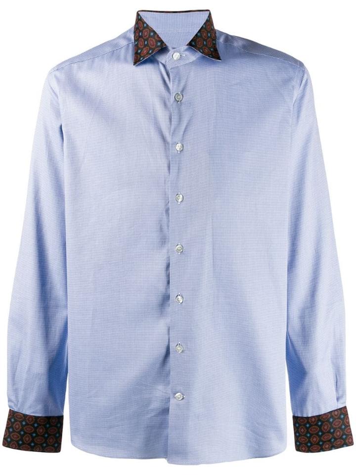 Etro Contrasting Cuff And Collar Shirt - Blue