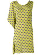 Msgm - Asymmetric Printed Dress - Women - Silk - 42, Green, Silk