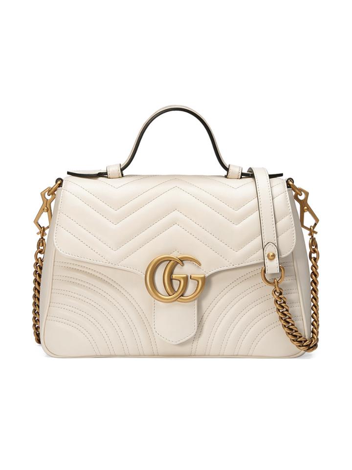 Gucci Gg Marmont Small Top Handle Bag - White