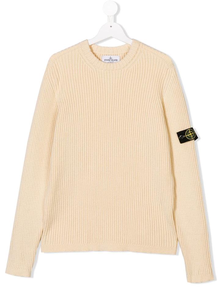 Stone Island Junior Teen Logo Patch Jumper - Nude & Neutrals