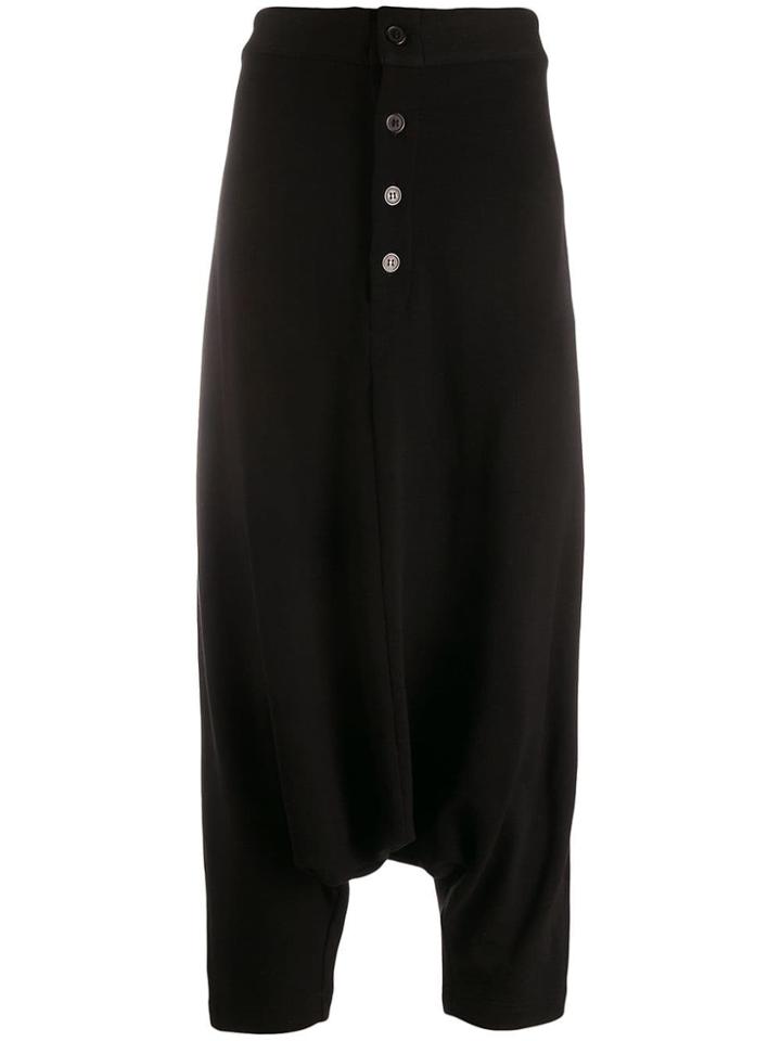 Y's Dropped Crotch Trousers - Black