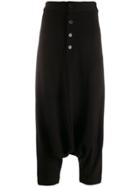 Y's Dropped Crotch Trousers - Black