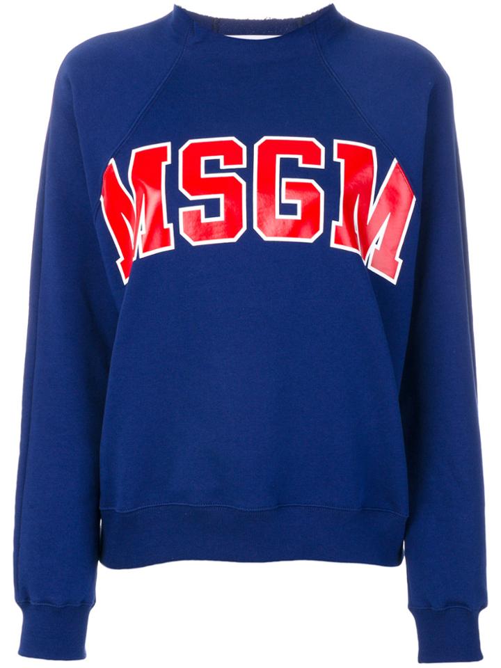 Msgm Raglan Logo Sweatshirt - Blue