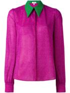 Delpozo Contrast Collar Shirt, Women's, Size: 38, Pink/purple, Polyamide/polyester