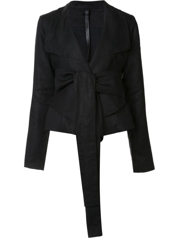 Barbara I Gongini Front Tie Blazer, Women's, Size: 36, Black, Linen/flax