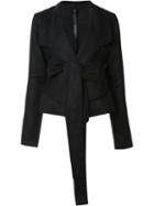 Barbara I Gongini Front Tie Blazer, Women's, Size: 36, Black, Linen/flax