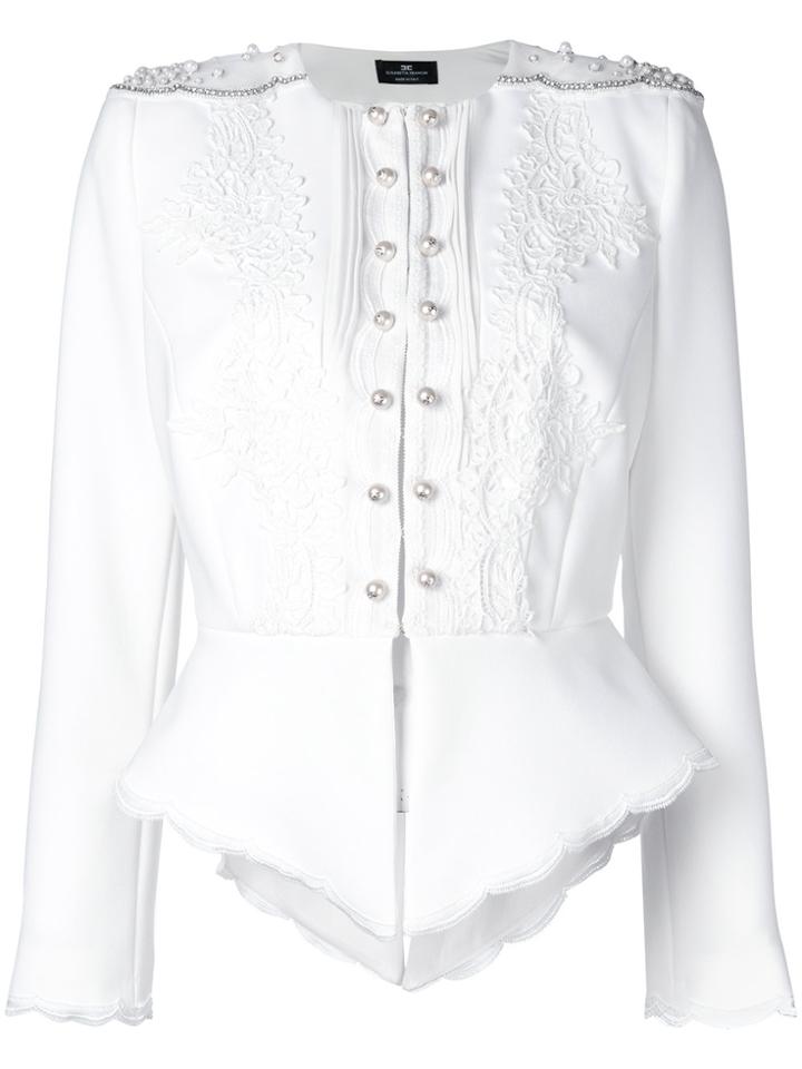 Elisabetta Franchi Embroidered Fitted Jacket - White