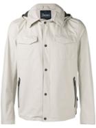 Herno Hooded Press-stud Jacket, Men's, Size: 50, Nude/neutrals, Polyester/fluorofibra
