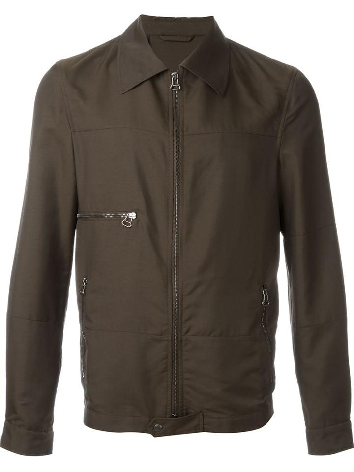 Lanvin Zipped Up Jacket, Men's, Size: 48, Brown, Polyamide/viscose/wool
