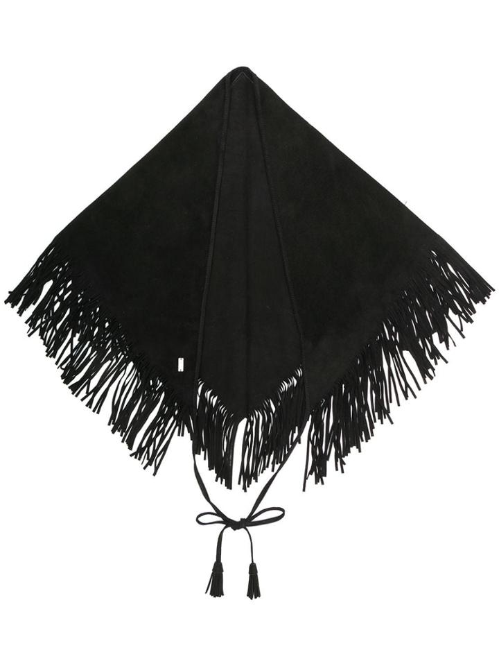 Saint Laurent Fringed Capelet - Black