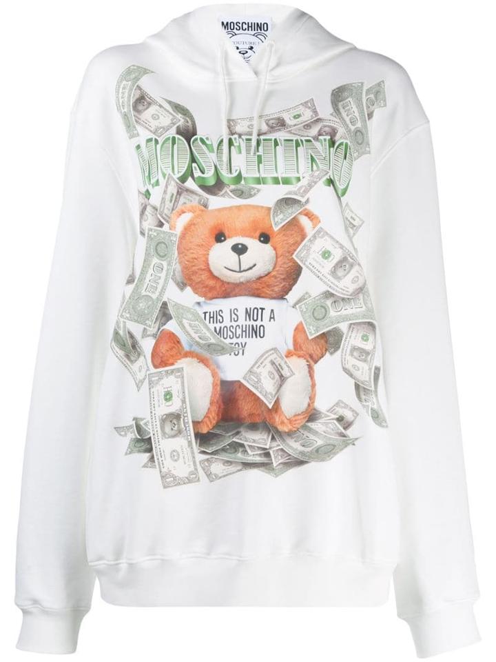 Moschino Teddy Logo Dollar Hoodie - White