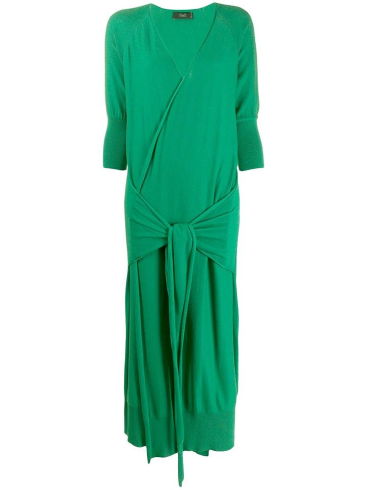 Maison Flaneur Wrap Style Knitted Dress - Green