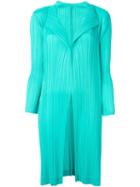 Pleats Please By Issey Miyake Pleated Open Front Coat, Women's, Size: 4, Green, Polyester
