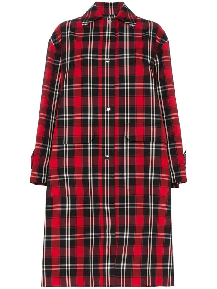 Msgm Tartan Checked Coat - Red