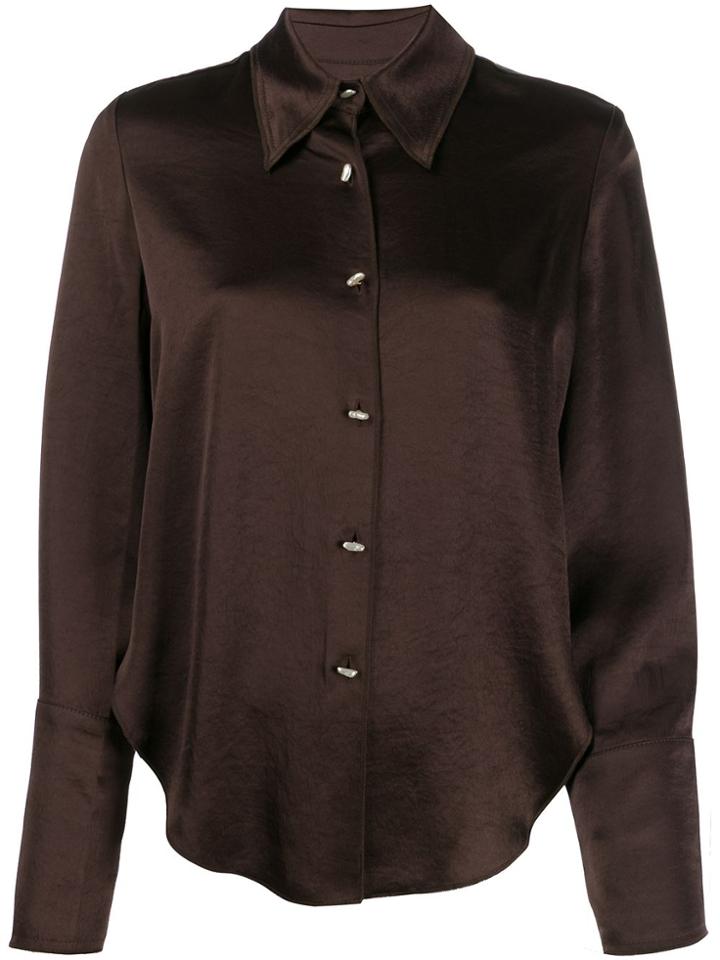 Nanushka Mandine Satin Shirt - Brown
