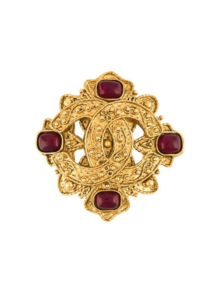Chanel Vintage Logo Gripoix Brooch