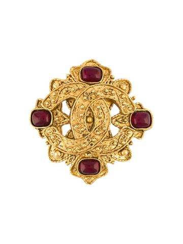 Chanel Vintage Logo Gripoix Brooch